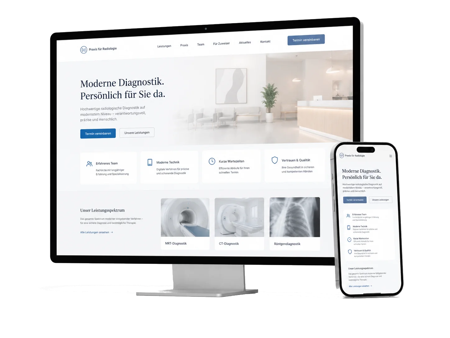 Moderne Praxis-Website auf Desktop und Smartphone